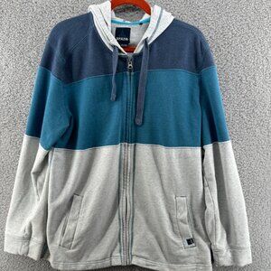 Vintage Prana Men's Hooded Full-Zip Colorblock  Sweat Jacket  Size X-Large